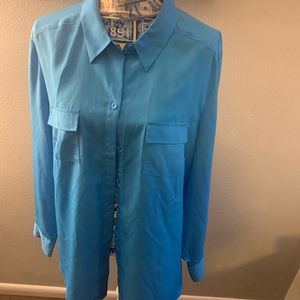 Ann Taylor blue button up top size 18
